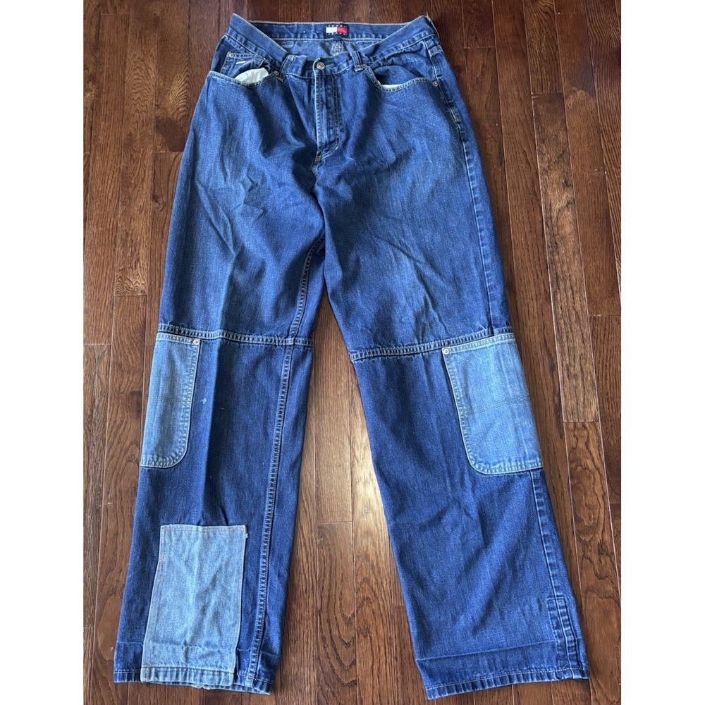 VTG 90's Tommy Hilifiger Baggy Patchwork Jeans  34x32